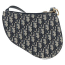 Christian Dior Trotter Canvas Saddle Shoulder Bag Navy Gold Auth 206735V-2