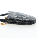 Christian Dior Trotter Canvas Saddle Shoulder Bag Navy Gold Auth 206735V-3