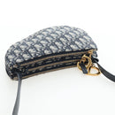 Christian Dior Trotter Canvas Saddle Shoulder Bag Navy Gold Auth 206735V-14