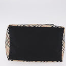 BURBERRY Nova Check Blue Label Hand Bag Nylon Beige Silver Auth 206736A-5