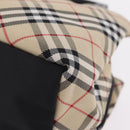 BURBERRY Nova Check Blue Label Hand Bag Nylon Beige Silver Auth 206736A-10