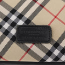 BURBERRY Nova Check Blue Label Hand Bag Nylon Beige Silver Auth 206736A-18