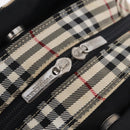 BURBERRY Nova Check Blue Label Hand Bag Nylon Beige Silver Auth 206736A-11