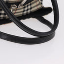 BURBERRY Nova Check Blue Label Hand Bag Nylon Beige Silver Auth 206736A-7