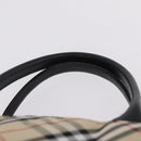 BURBERRY Nova Check Blue Label Hand Bag Nylon Beige Silver Auth 206736A-14