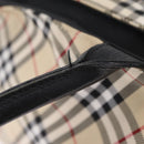 BURBERRY Nova Check Blue Label Hand Bag Nylon Beige Silver Auth 206736A-8