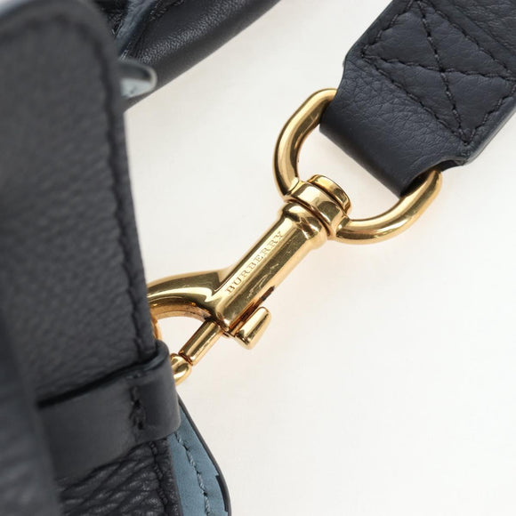 BURBERRY Hand Bag Leather 2way Gray Gold Auth 206737A