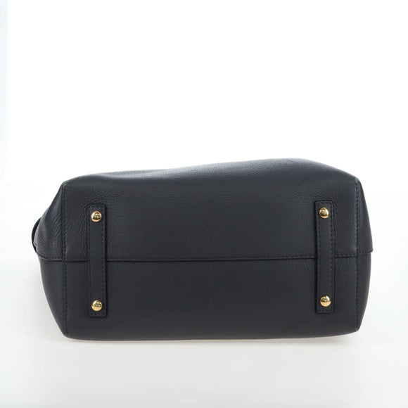 BURBERRY Hand Bag Leather 2way Gray Gold Auth 206737A