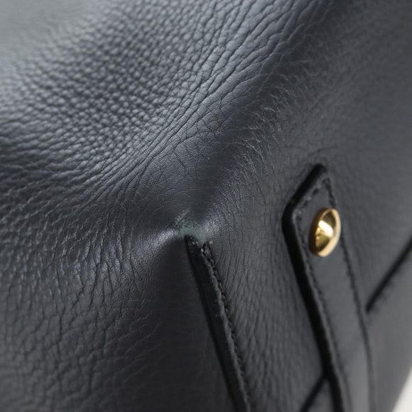BURBERRY Hand Bag Leather 2way Gray Gold Auth 206737A
