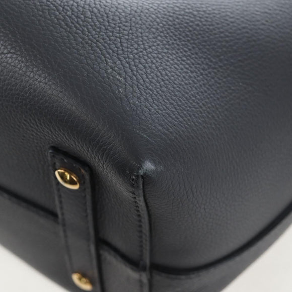 BURBERRY Hand Bag Leather 2way Gray Gold Auth 206737A