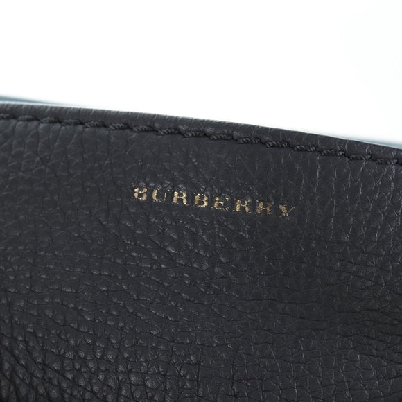 BURBERRY Hand Bag Leather 2way Gray Gold Auth 206737A