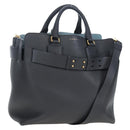 BURBERRY Hand Bag Leather 2way Gray Gold Auth 206737A-1