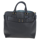 BURBERRY Hand Bag Leather 2way Gray Gold Auth 206737A-13