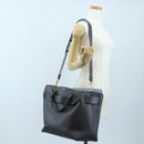 BURBERRY Hand Bag Leather 2way Gray Gold Auth 206737A-28