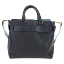 BURBERRY Hand Bag Leather 2way Gray Gold Auth 206737A-2