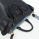 BURBERRY Hand Bag Leather 2way Gray Gold Auth 206737A-6