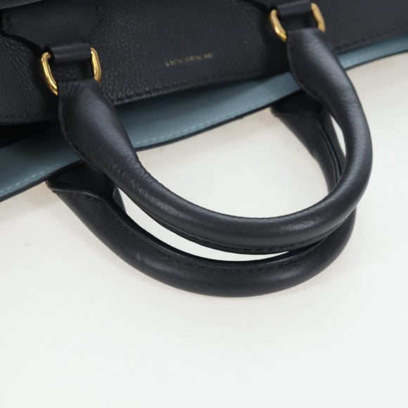 BURBERRY Hand Bag Leather 2way Gray Gold Auth 206737A