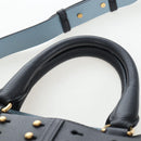 BURBERRY Hand Bag Leather 2way Gray Gold Auth 206737A-14