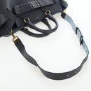 BURBERRY Hand Bag Leather 2way Gray Gold Auth 206737A-8