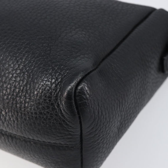 BURBERRY Shoulder Bag Leather Black Silver Auth 206738A