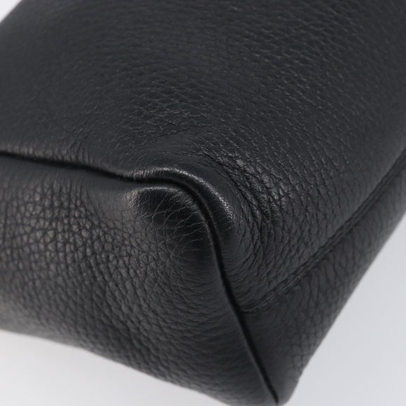 BURBERRY Shoulder Bag Leather Black Silver Auth 206738A