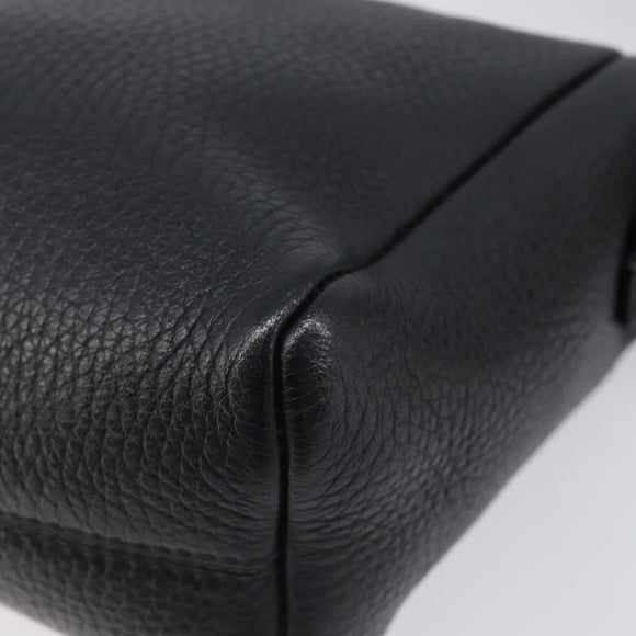 BURBERRY Shoulder Bag Leather Black Silver Auth 206738A