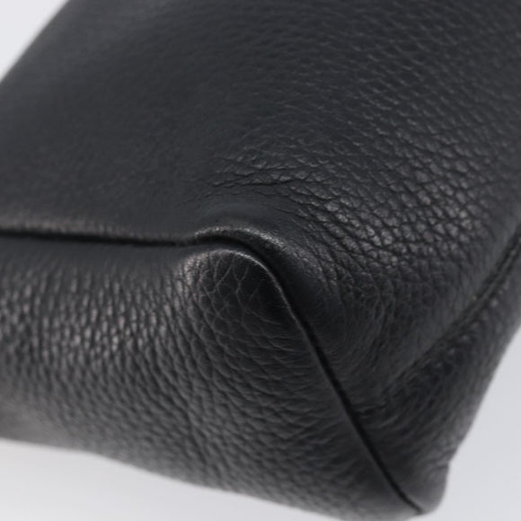 BURBERRY Shoulder Bag Leather Black Silver Auth 206738A