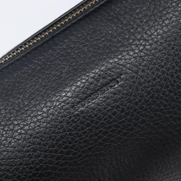 BURBERRY Shoulder Bag Leather Black Silver Auth 206738A