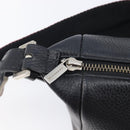 BURBERRY Shoulder Bag Leather Black Silver Auth 206738A-11