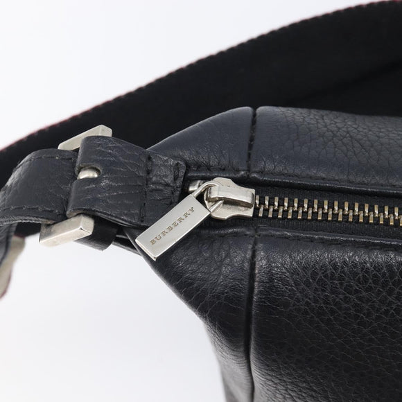 BURBERRY Shoulder Bag Leather Black Silver Auth 206738A