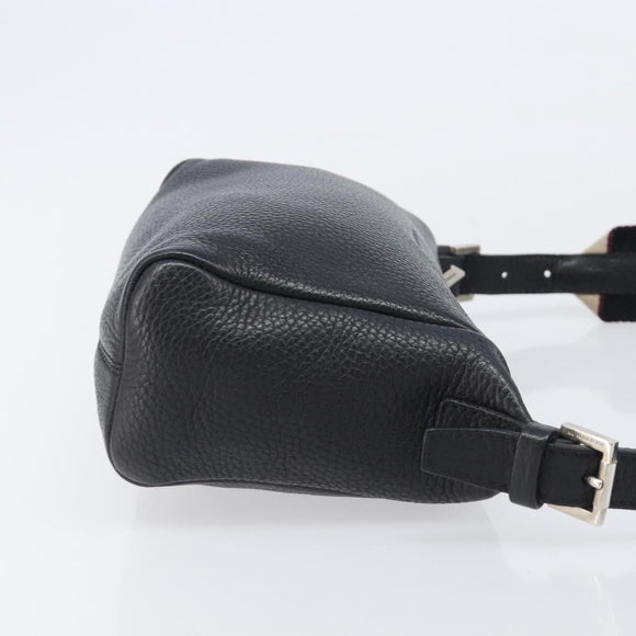 BURBERRY Shoulder Bag Leather Black Silver Auth 206738A