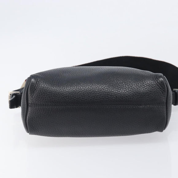 BURBERRY Shoulder Bag Leather Black Silver Auth 206738A