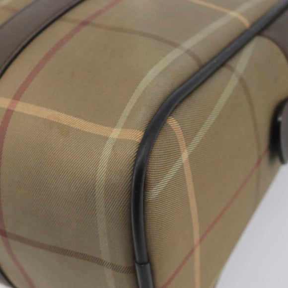 Burberrys Nova Check Boston Bag Canvas Beige Gold Auth 206740