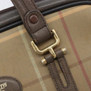 Burberrys Nova Check Boston Bag Canvas Beige Gold Auth 206740-10