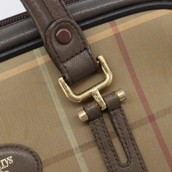 Burberrys Nova Check Boston Bag Canvas Beige Gold Auth 206740