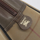 Burberrys Nova Check Boston Bag Canvas Beige Gold Auth 206740-18