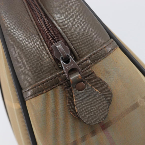 Burberrys Nova Check Boston Bag Canvas Beige Gold Auth 206740