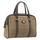 Burberrys Nova Check Boston Bag Canvas Beige Gold Auth 206740-1
