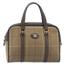 Burberrys Nova Check Boston Bag Canvas Beige Gold Auth 206740-13