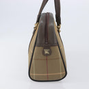 Burberrys Nova Check Boston Bag Canvas Beige Gold Auth 206740-4
