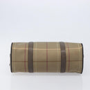 Burberrys Nova Check Boston Bag Canvas Beige Gold Auth 206740-5