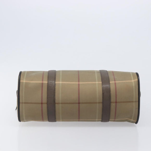 Burberrys Nova Check Boston Bag Canvas Beige Gold Auth 206740