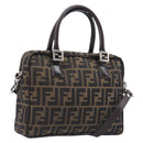 FENDI Zucca Canvas Hand Bag 2way Black Brown Auth 206742V-1
