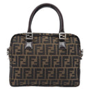 FENDI Zucca Canvas Hand Bag 2way Black Brown Auth 206742V-13