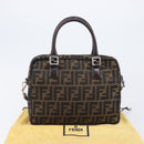 FENDI Zucca Canvas Hand Bag 2way Black Brown Auth 206742V-12
