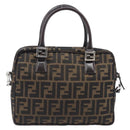 FENDI Zucca Canvas Hand Bag 2way Black Brown Auth 206742V-2