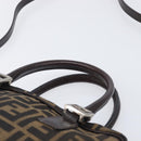 FENDI Zucca Canvas Hand Bag 2way Black Brown Auth 206742V-14