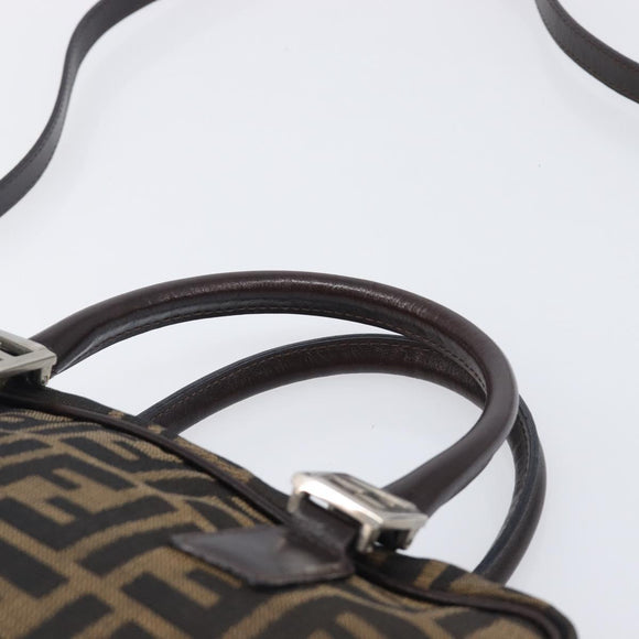 FENDI Zucca Canvas Hand Bag 2way Black Brown Auth 206742V