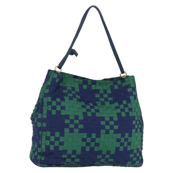 Bottega Veneta INTRECCIATO Shoulder Bag Canvas Green Gold Auth 206749