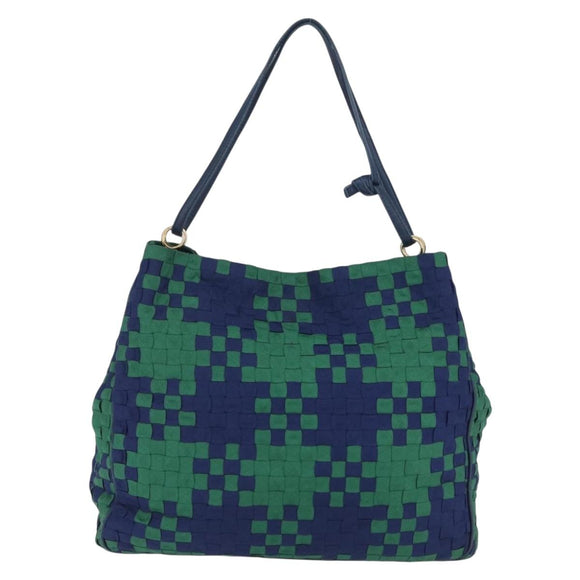 Bottega Veneta INTRECCIATO Shoulder Bag Canvas Green Gold Auth 206749